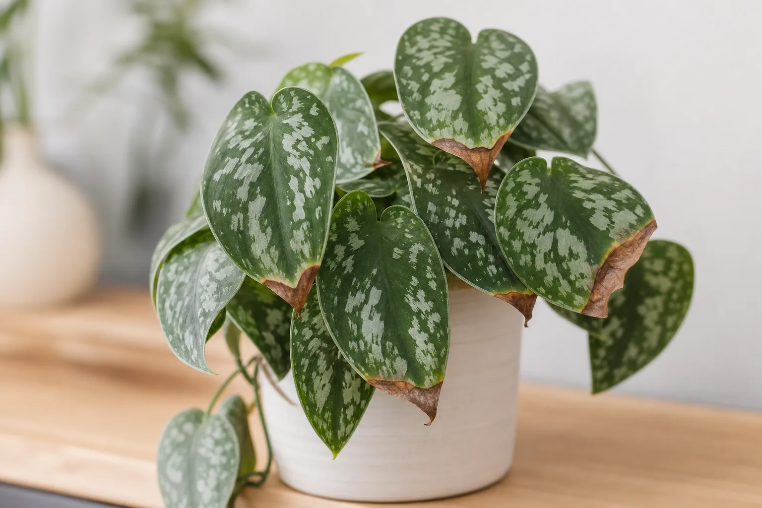 Brown Tips on Satin Philodendron - visible symptom on the plant