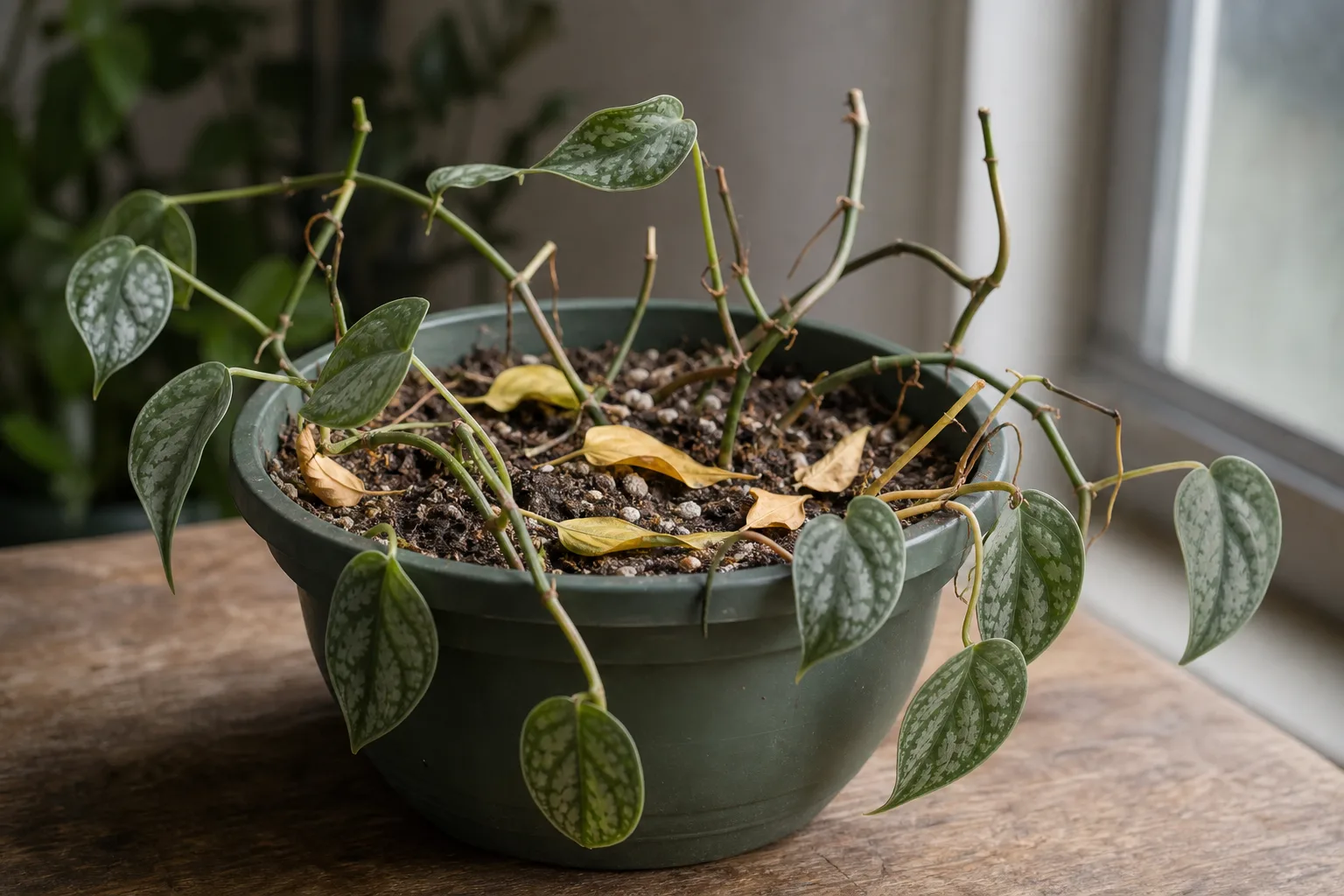 Leaf Drop on Satin Philodendron - visible symptom on the plant