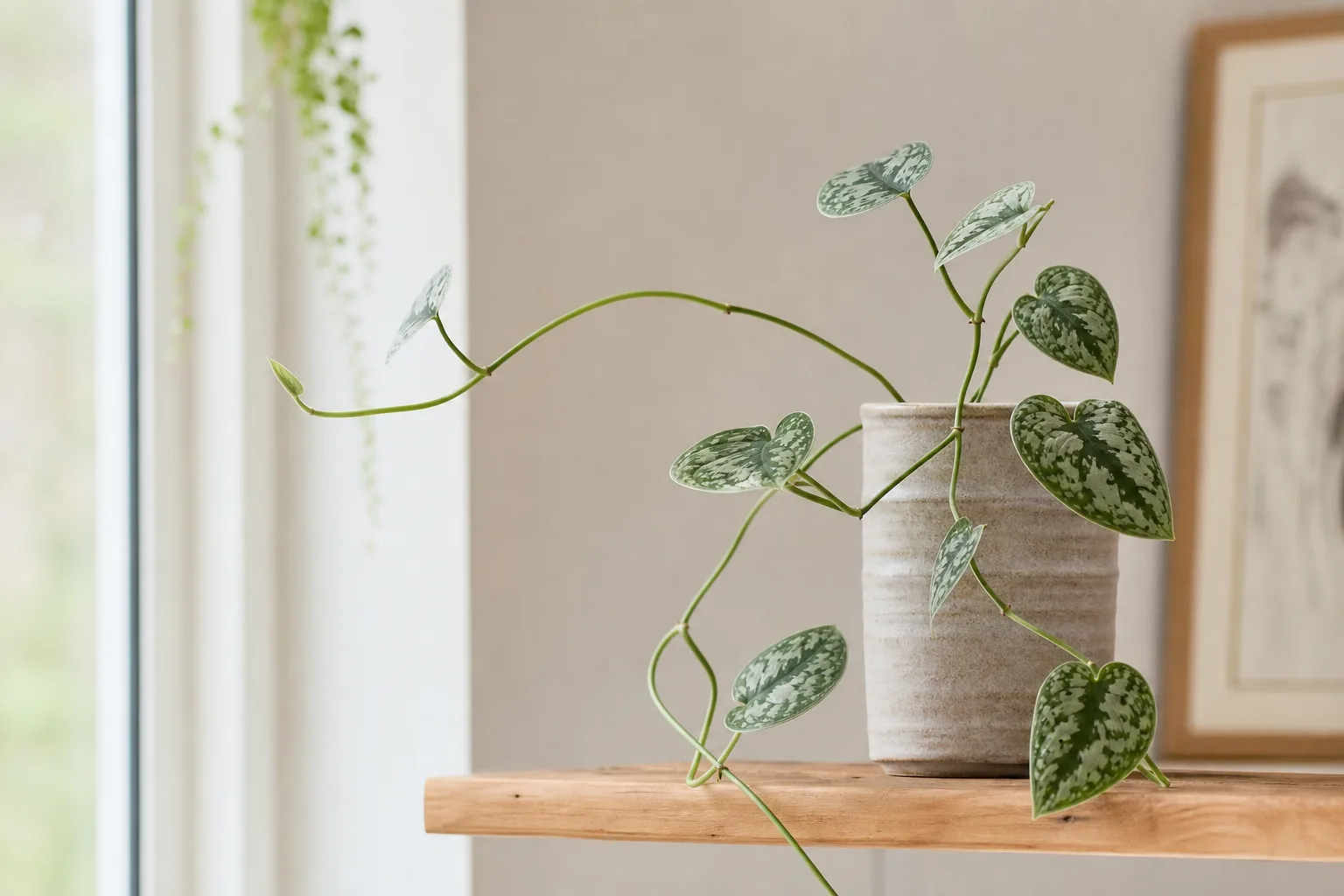 Leggy Growth on Satin Philodendron - visible symptom on the plant