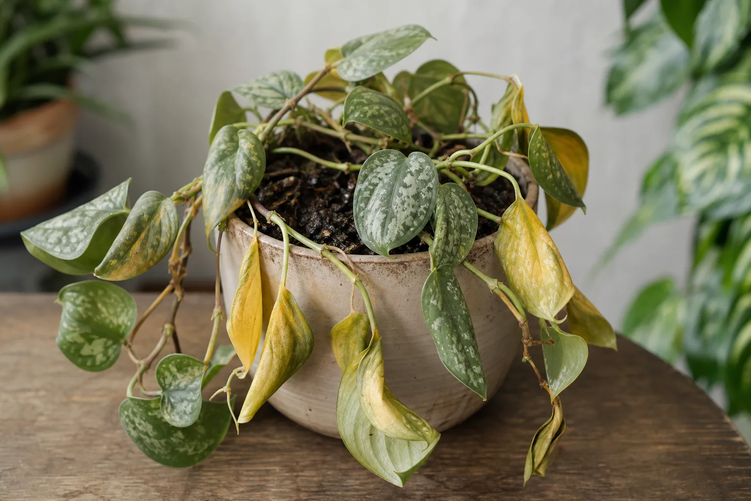 Root Rot on Satin Philodendron - visible symptom on the plant