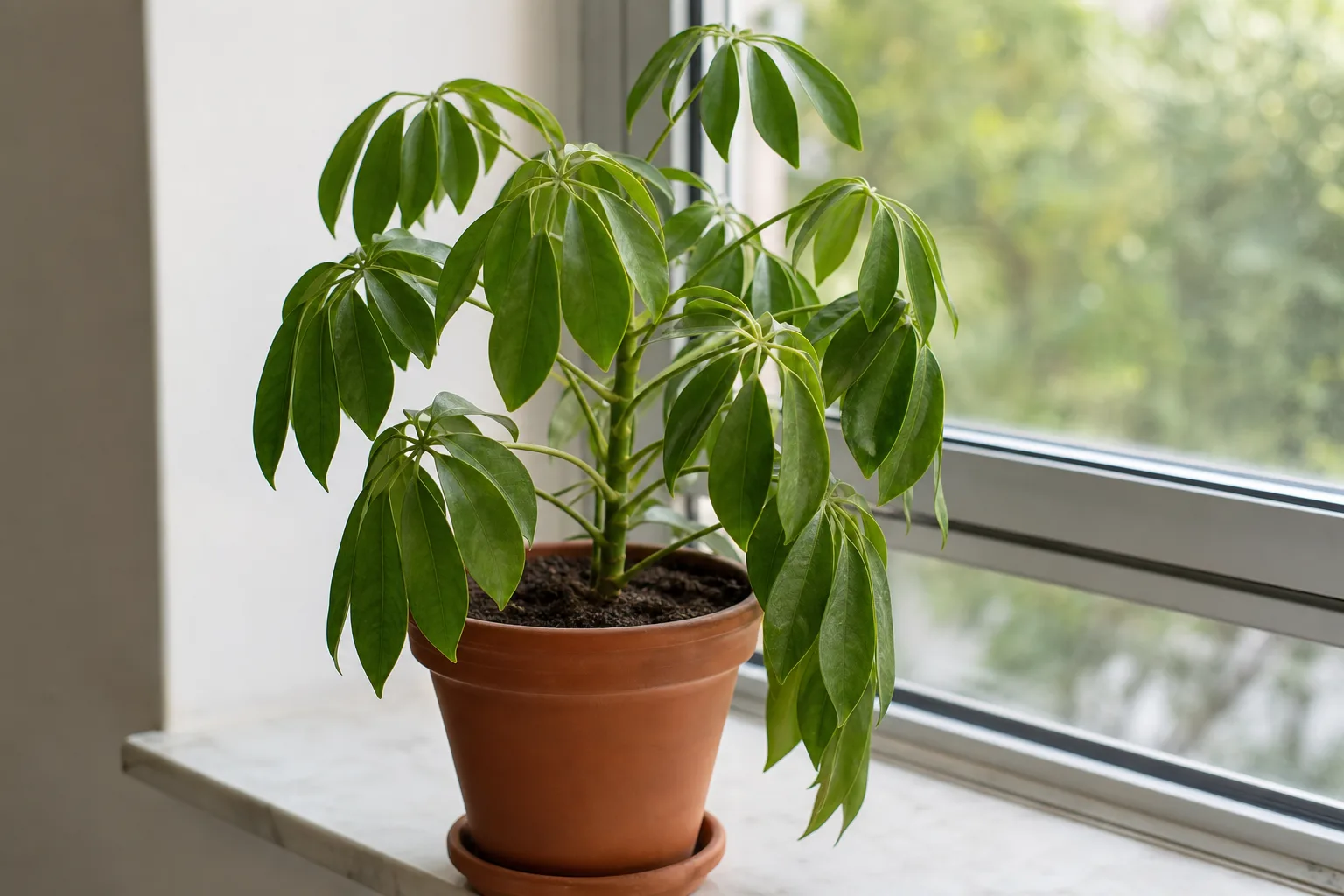 Drooping Leaves on Schefflera - visible symptom on the plant