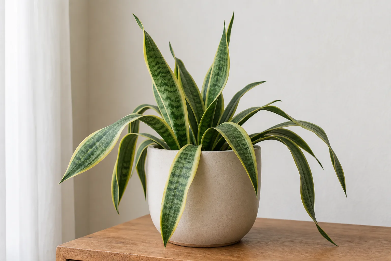 Drooping Leaves on Snake Plant - visible symptom on the plant