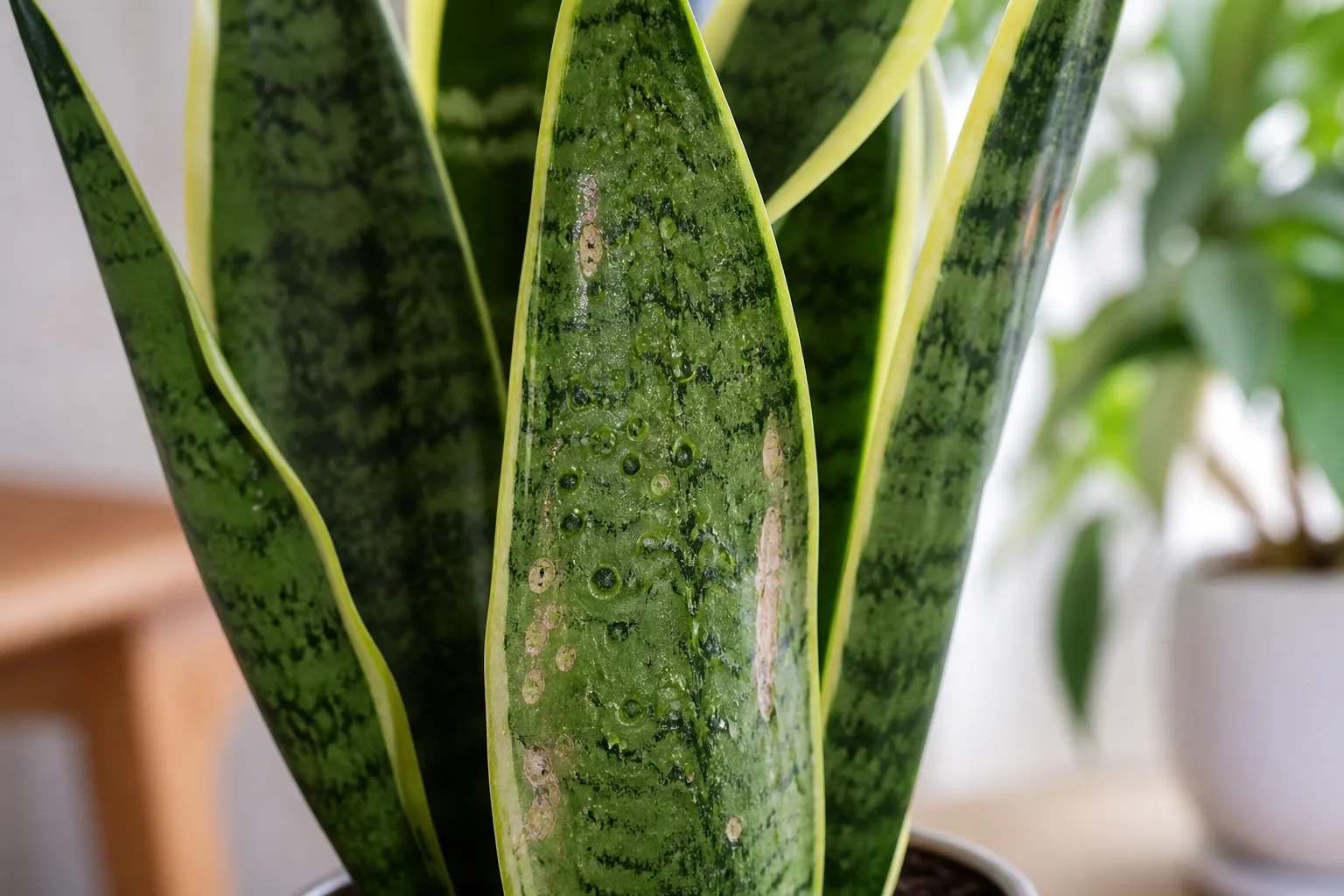 Edema on Snake Plant - visible symptom on the plant
