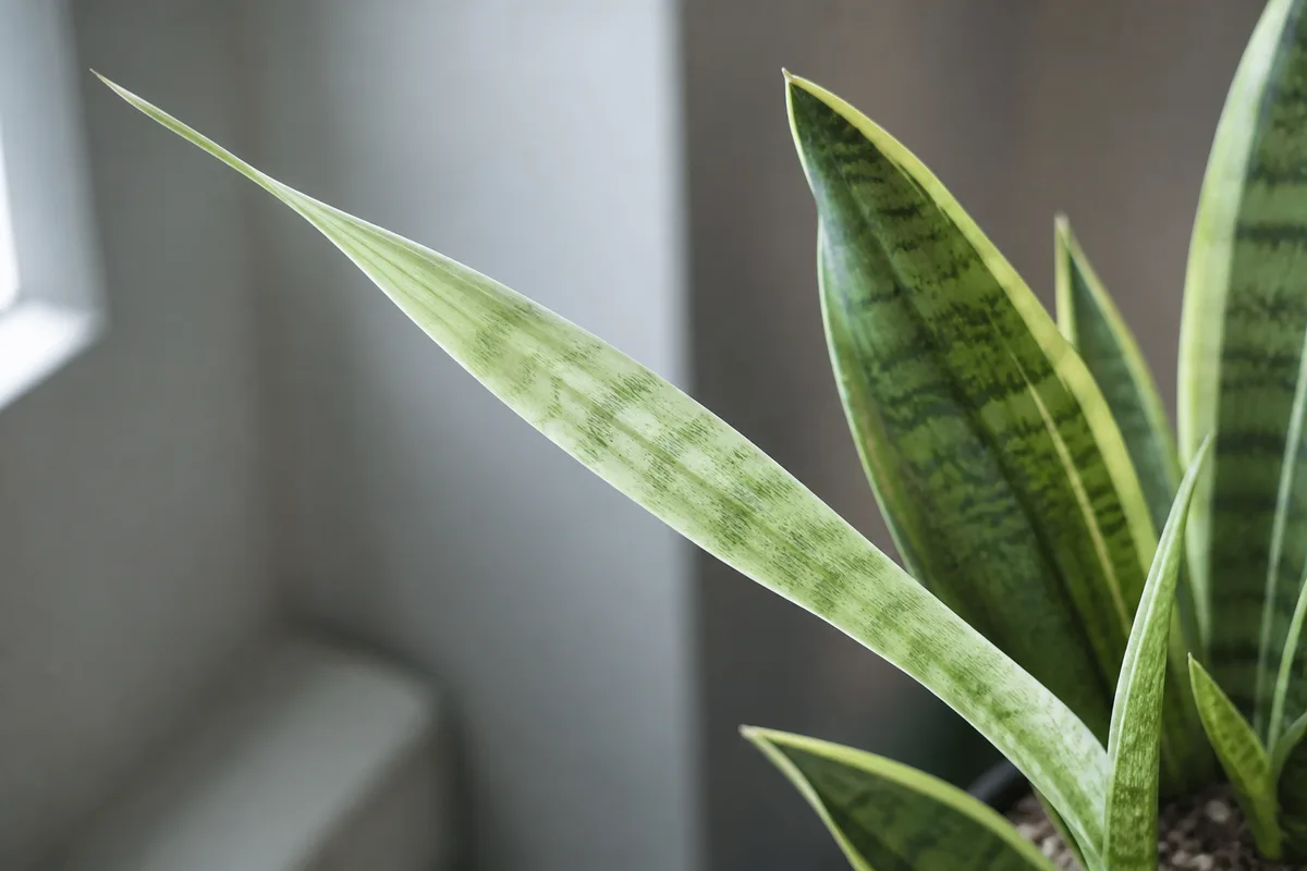 Close-up of Not Enough Light on Snake Plant - diagnostic detail