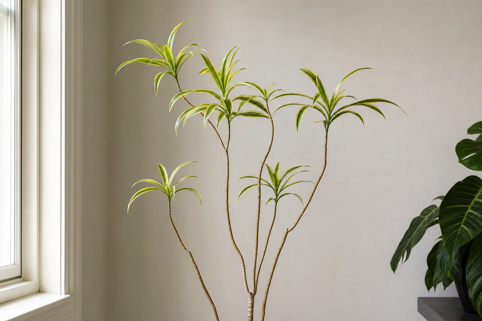 Leggy Growth on Song of India - visible symptom on the plant