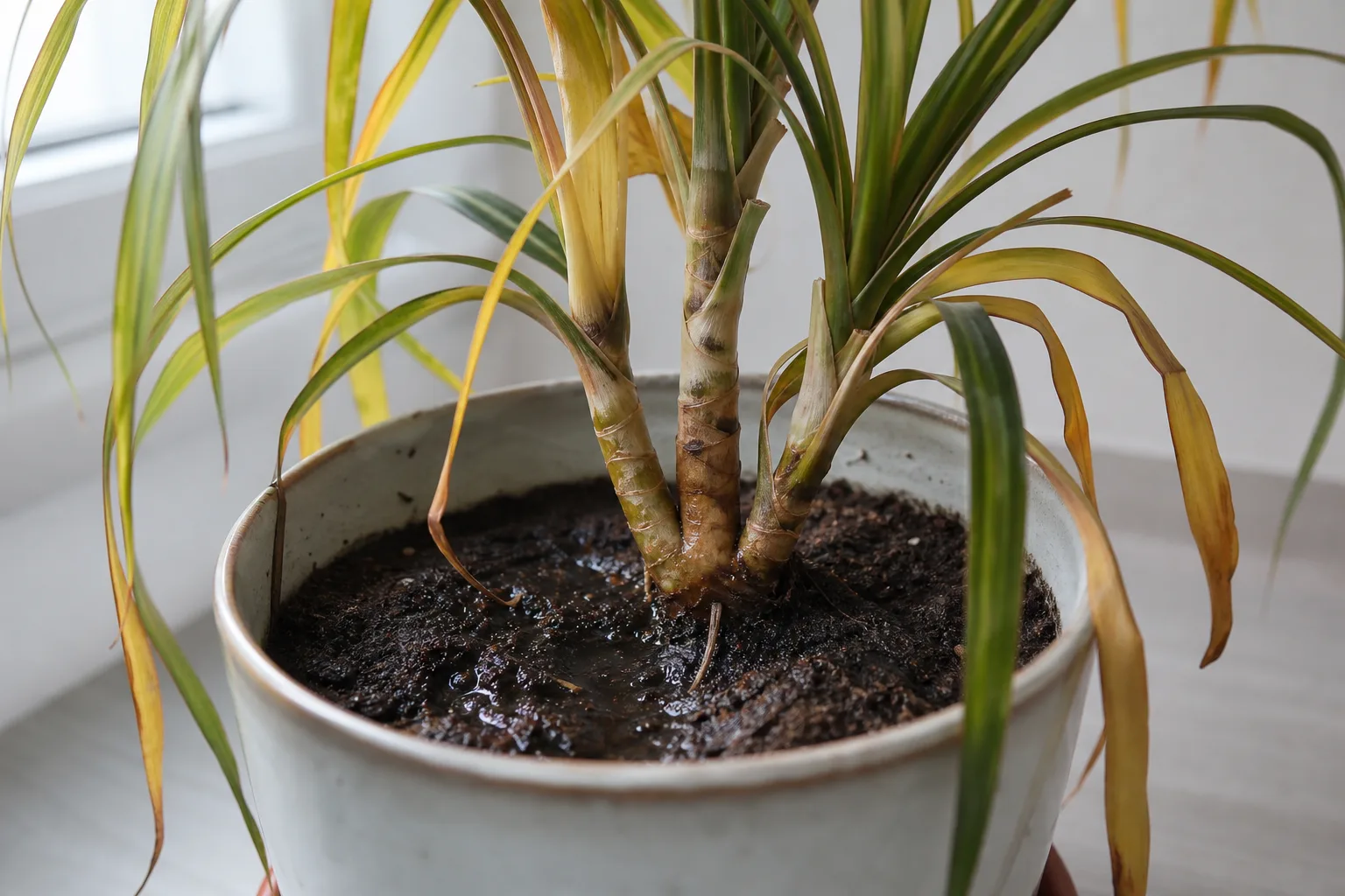 Root Rot on Song of India - visible symptom on the plant