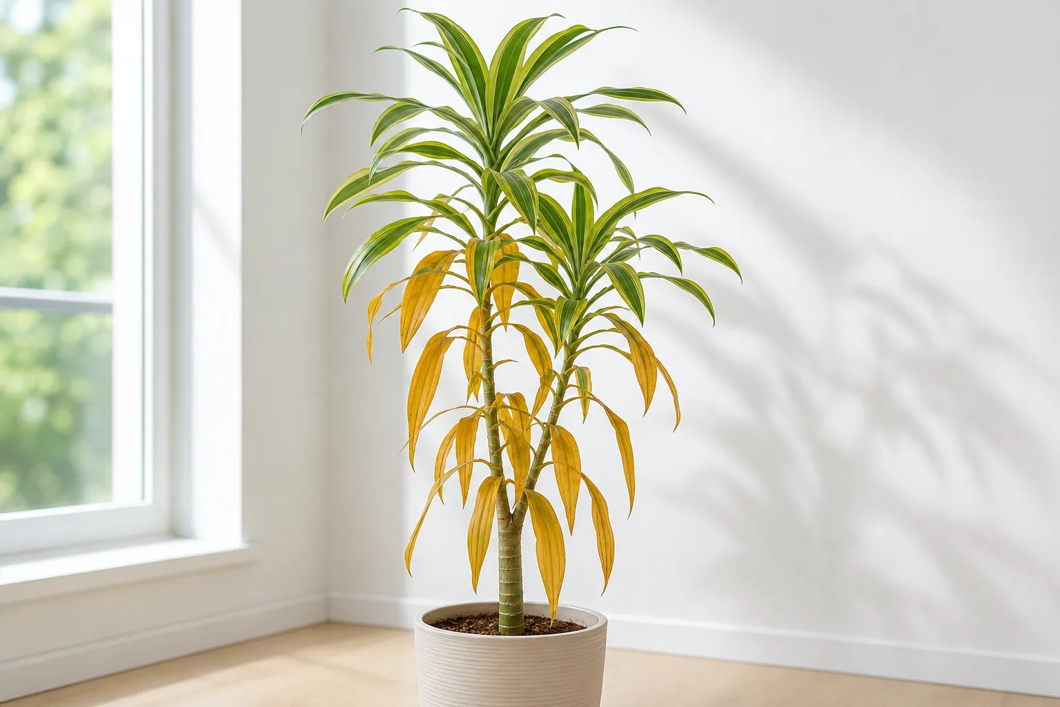 Yellow Leaves on Song of India - visible symptom on the plant