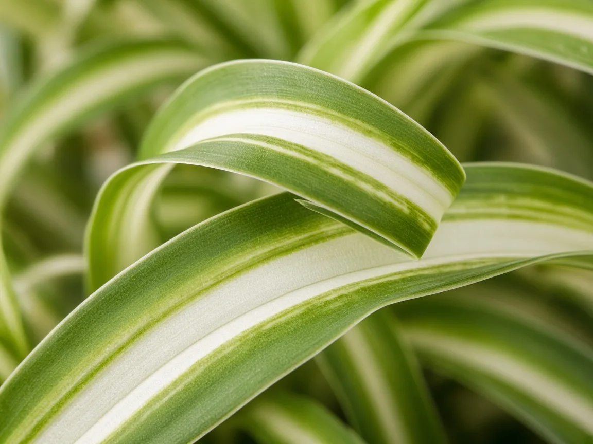 Close-up of curling leaves on Spider Plant - diagnostic detail