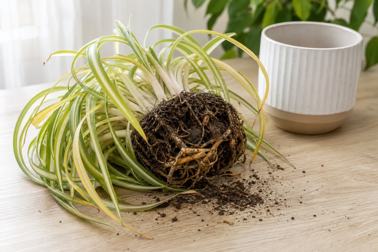 Root Rot on Spider Plant - visible symptom on the plant