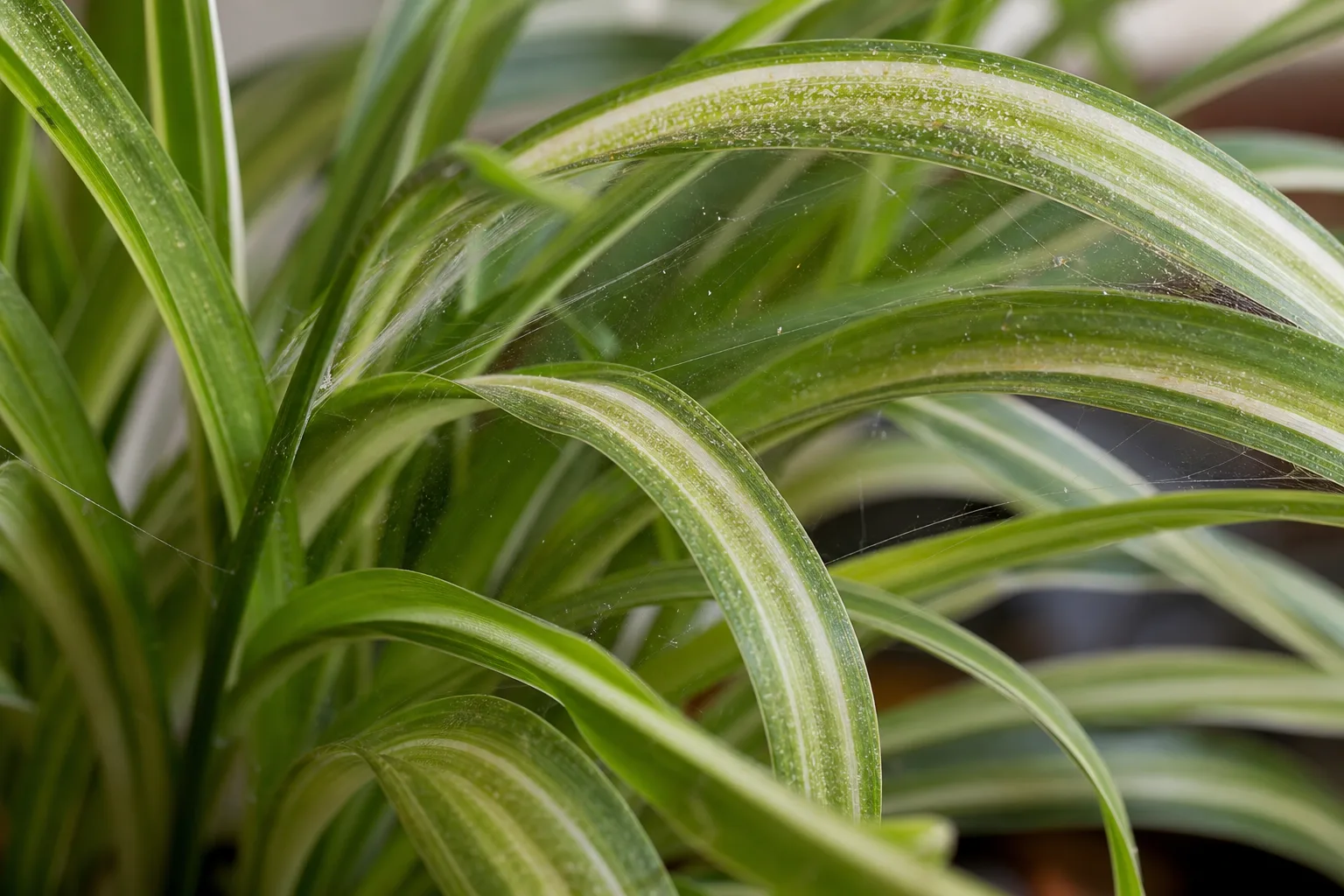 Spider Mites on Spider Plant - visible symptom on the plant