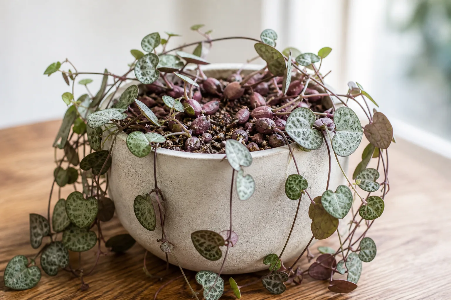 Exposed Roots on String of Hearts - visible symptom on the plant