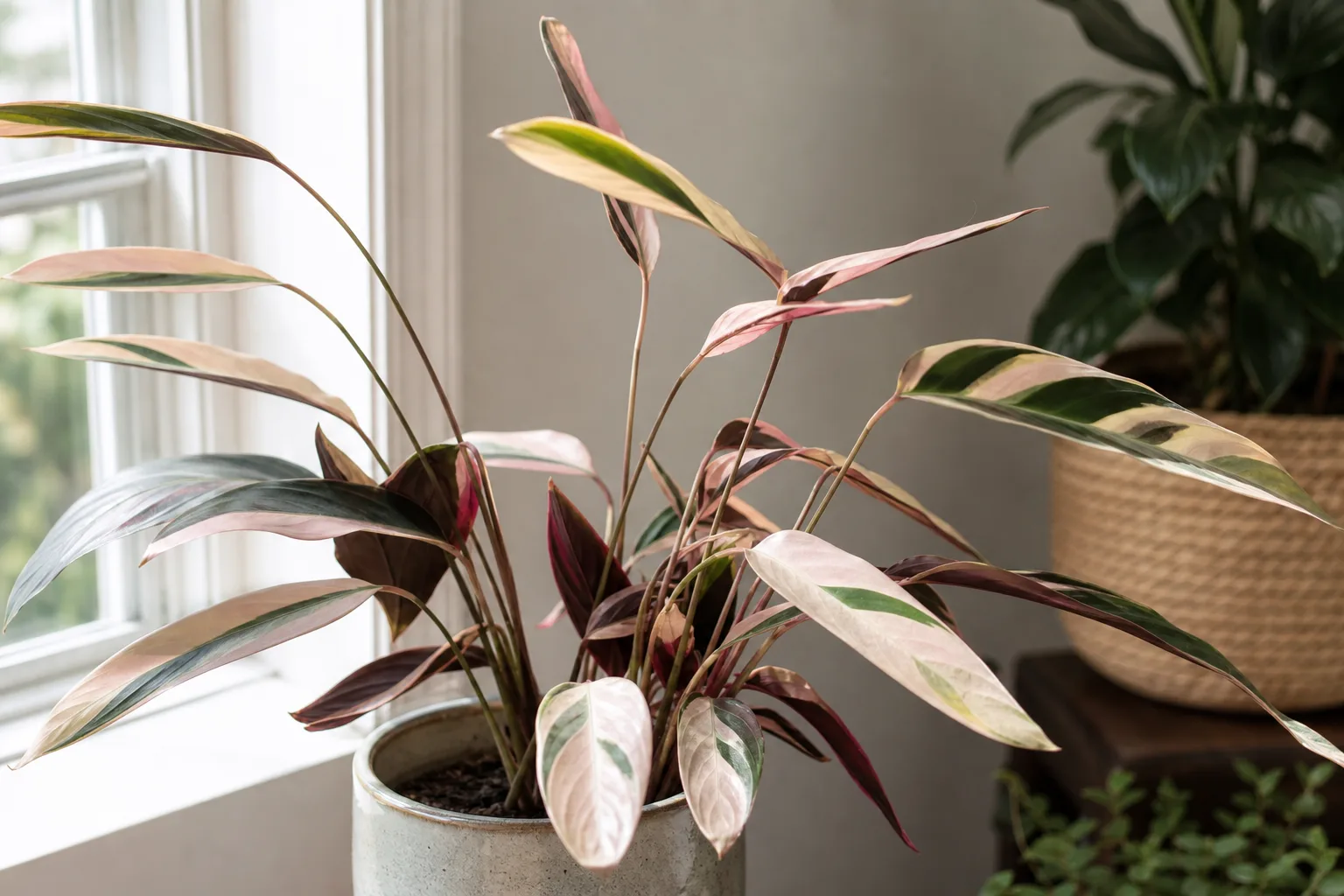 Not Enough Light on Stromanthe Triostar - visible symptom on the plant