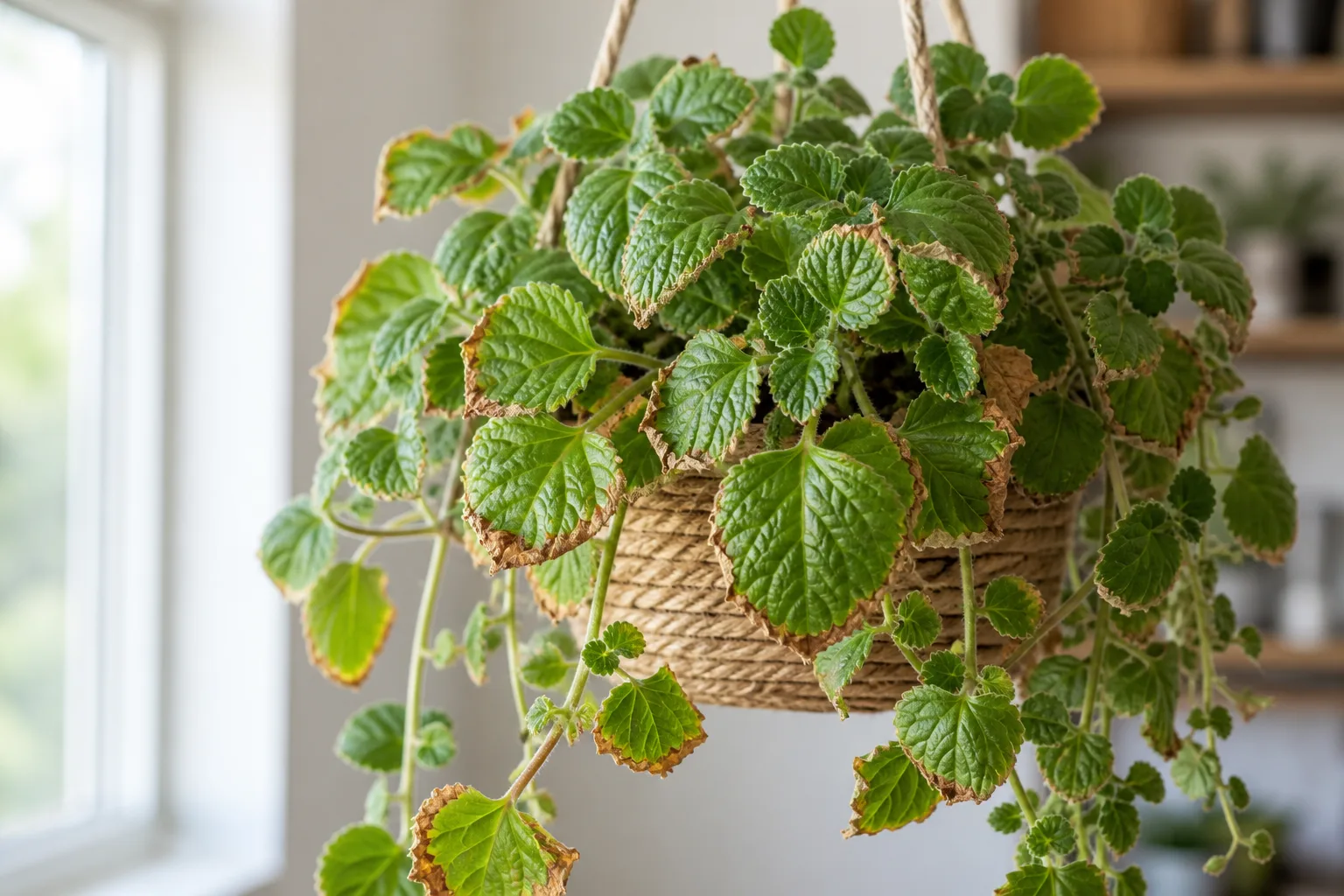Crispy Leaves on Swedish Ivy - visible symptom on the plant