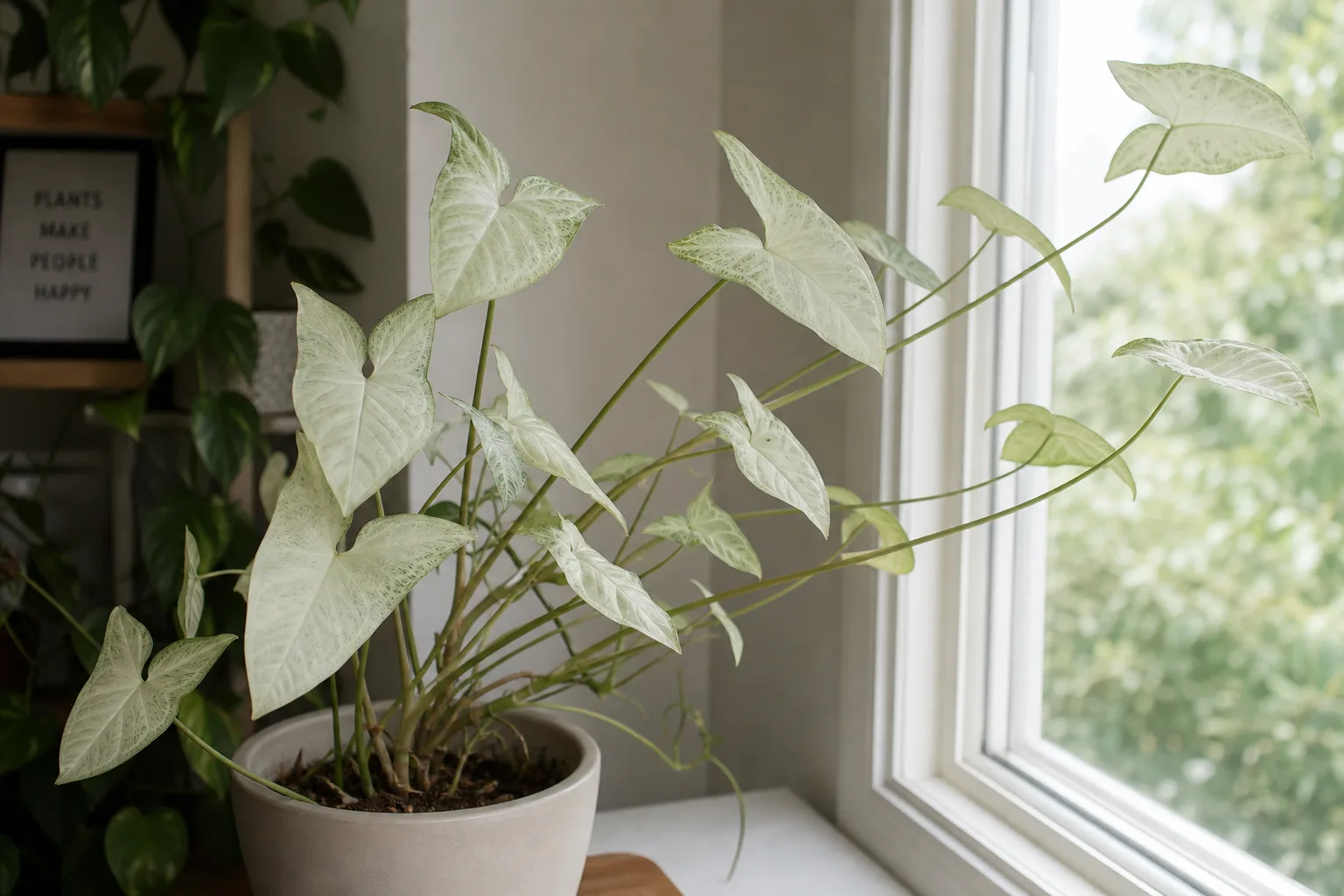 Not Enough Light on Syngonium White Butterfly - visible symptom on the plant