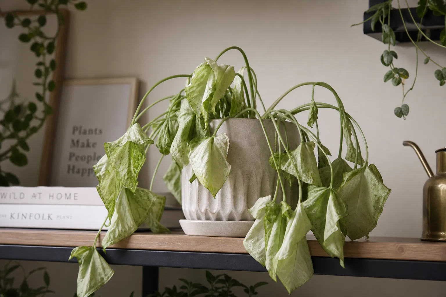 Wilting on Syngonium White Butterfly - visible symptom on the plant