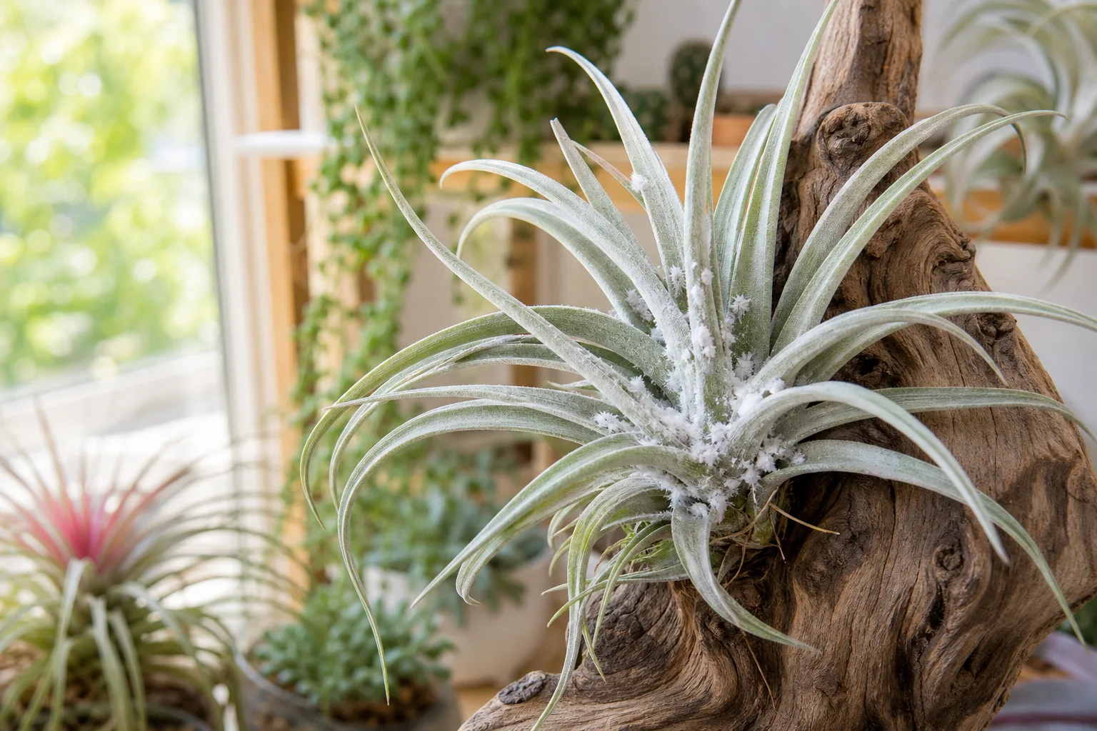 Mealybugs on Tillandsia - visible symptom on the plant