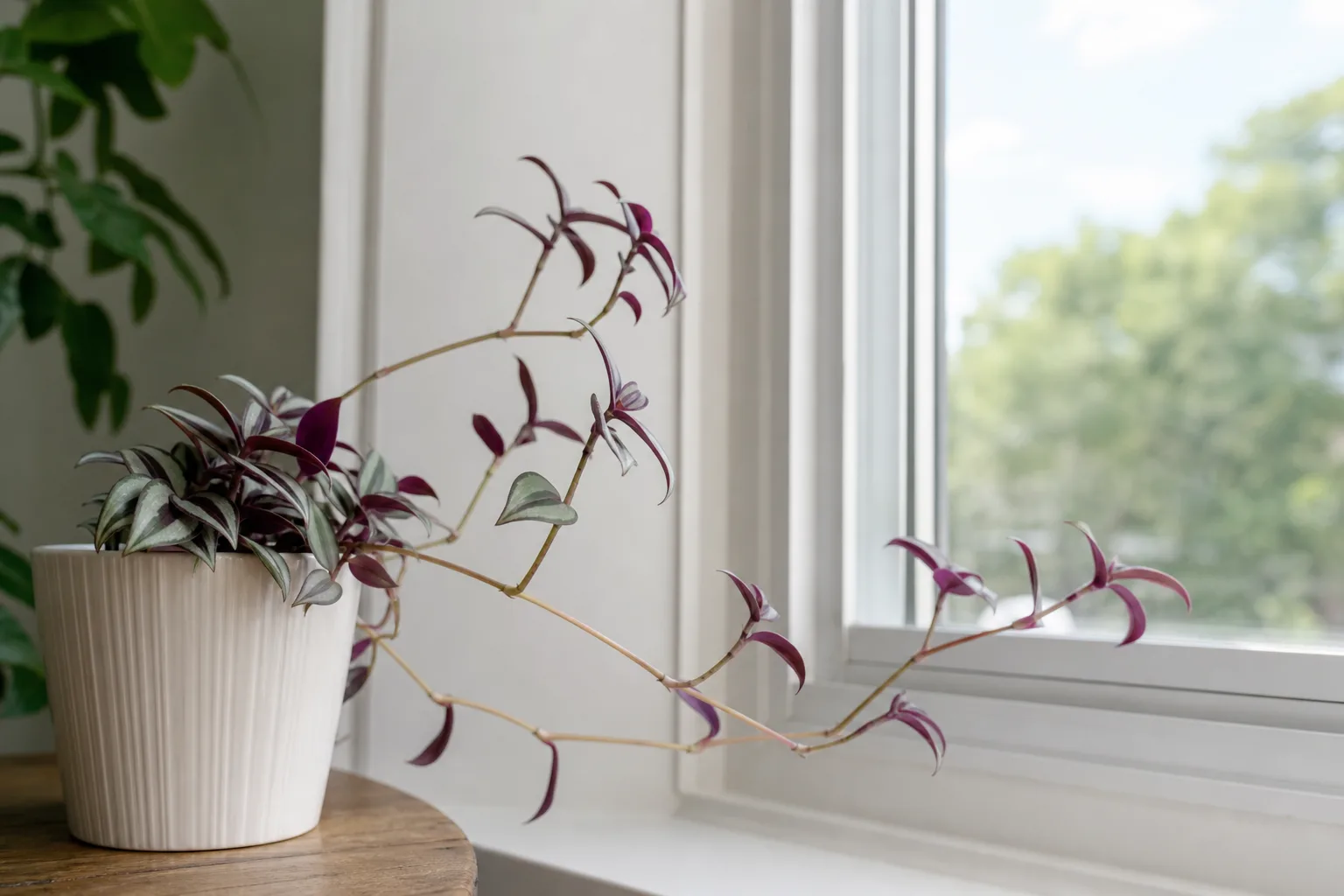 Leggy Growth on Tradescantia Zebrina - visible symptom on the plant