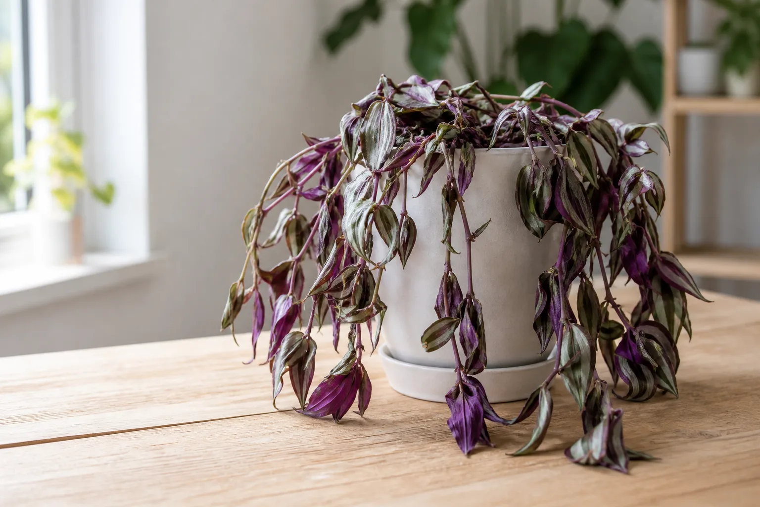 Wilting on Tradescantia Zebrina - visible symptom on the plant