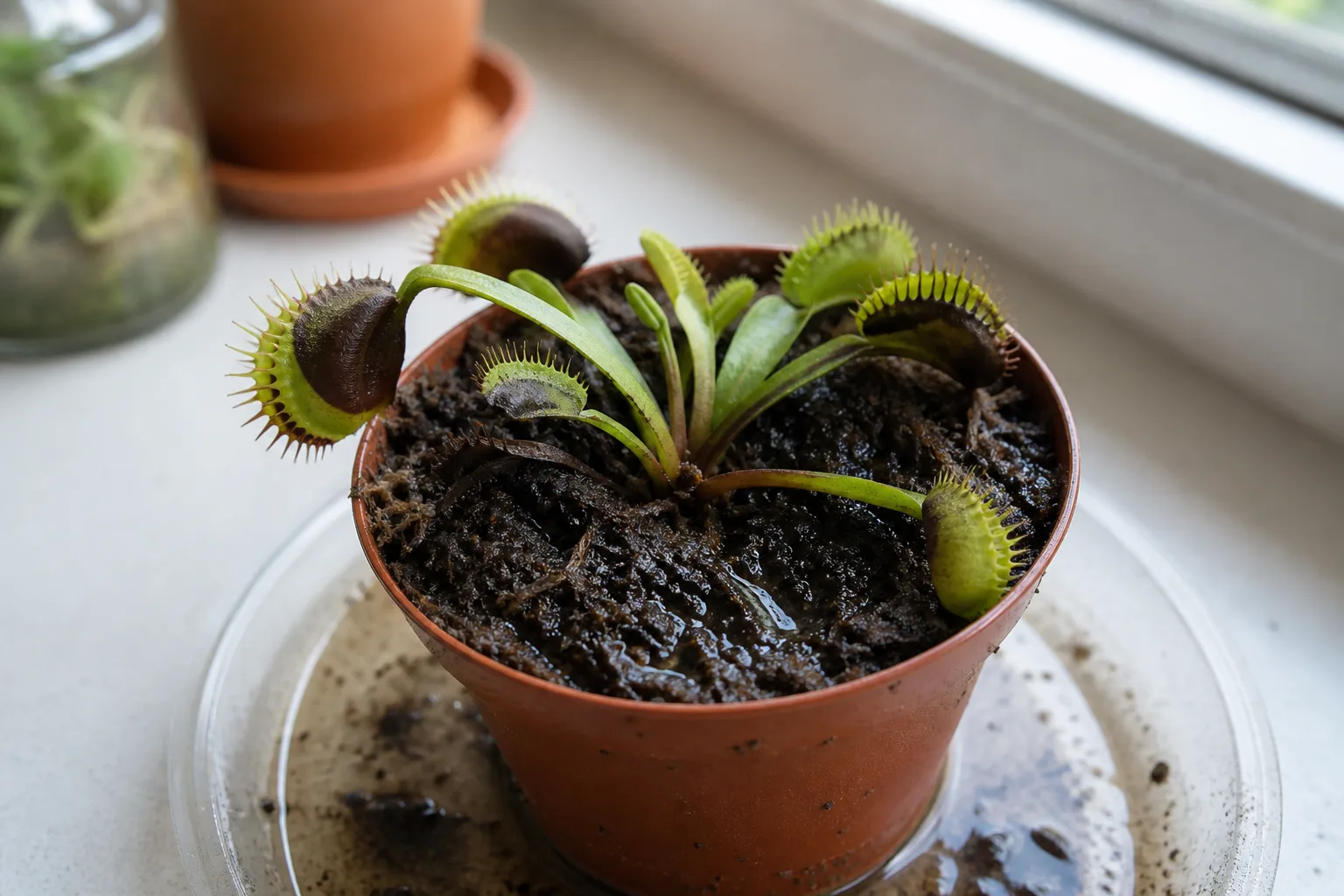 Root Rot on Venus Flytrap - visible symptom on the plant
