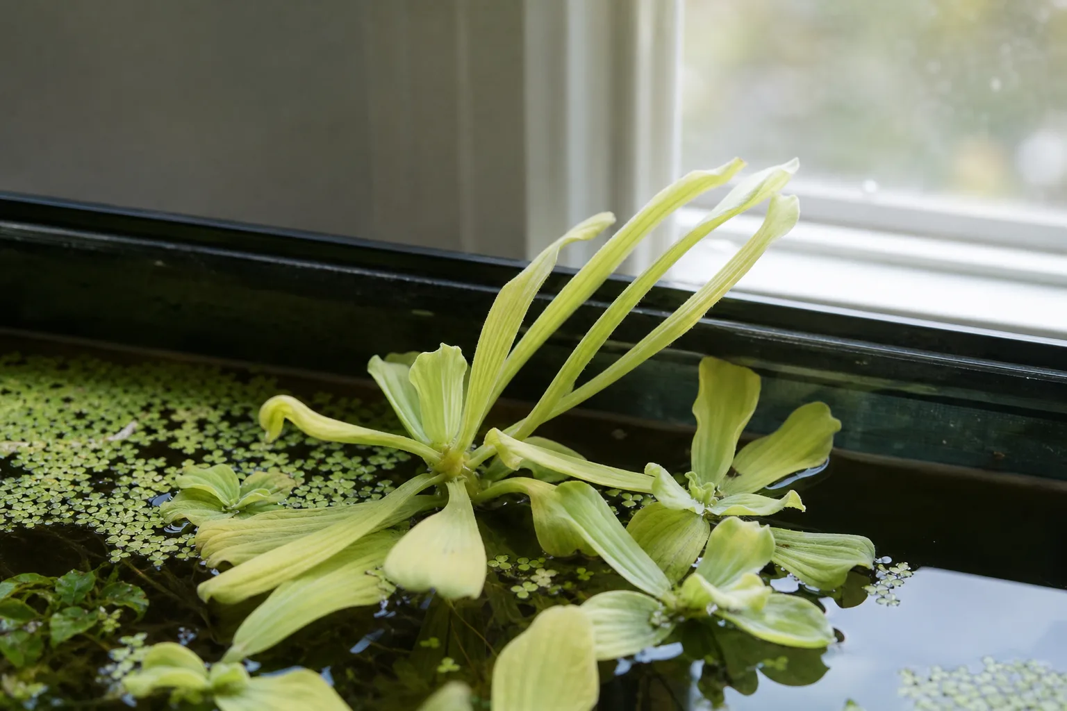 Not Enough Light on Water Lettuce - visible symptom on the plant