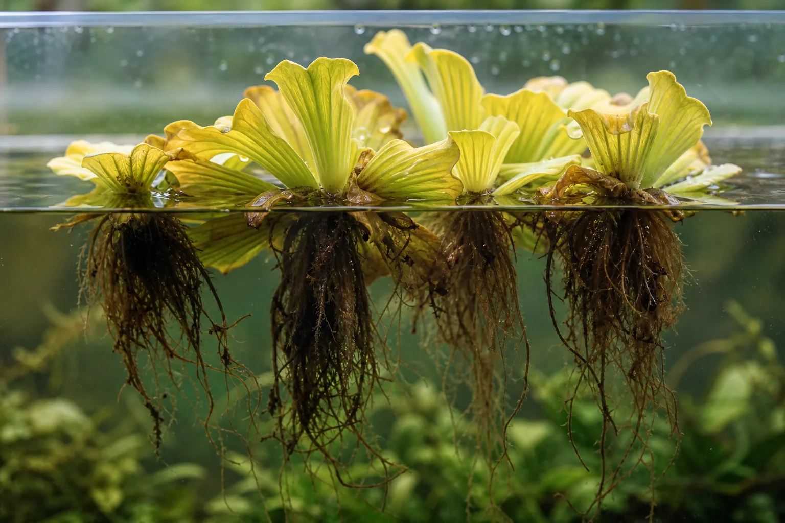 Root Rot on Water Lettuce - visible symptom on the plant