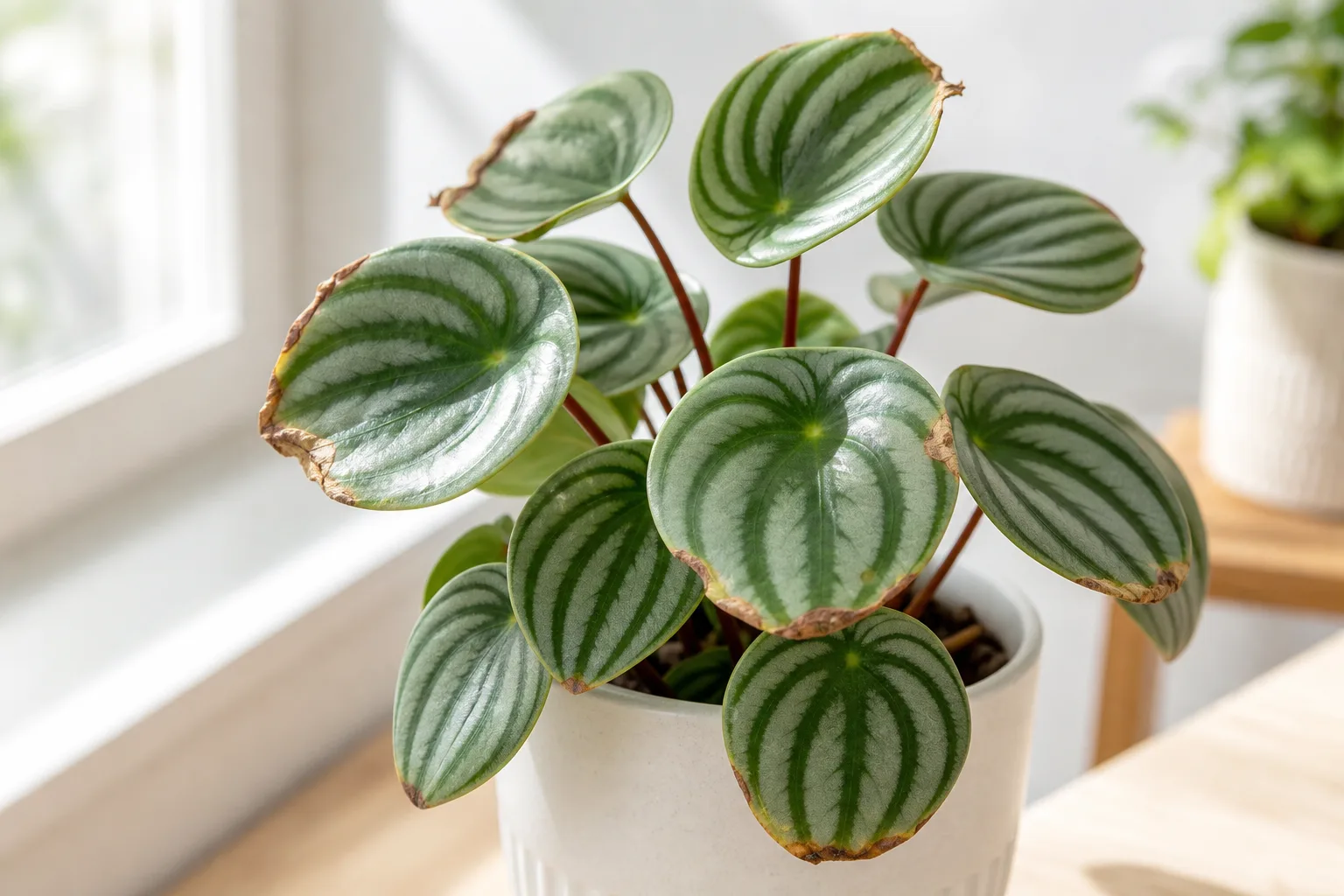 Brown Tips on Watermelon Peperomia - visible symptom on the plant