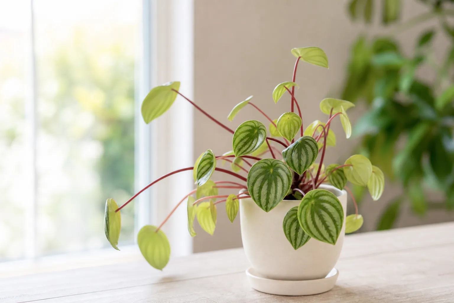 Leggy Growth on Watermelon Peperomia - visible symptom on the plant