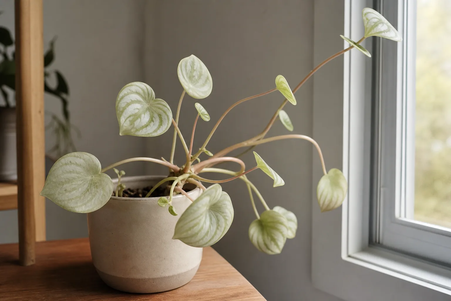 Not Enough Light on Watermelon Peperomia - visible symptom on the plant