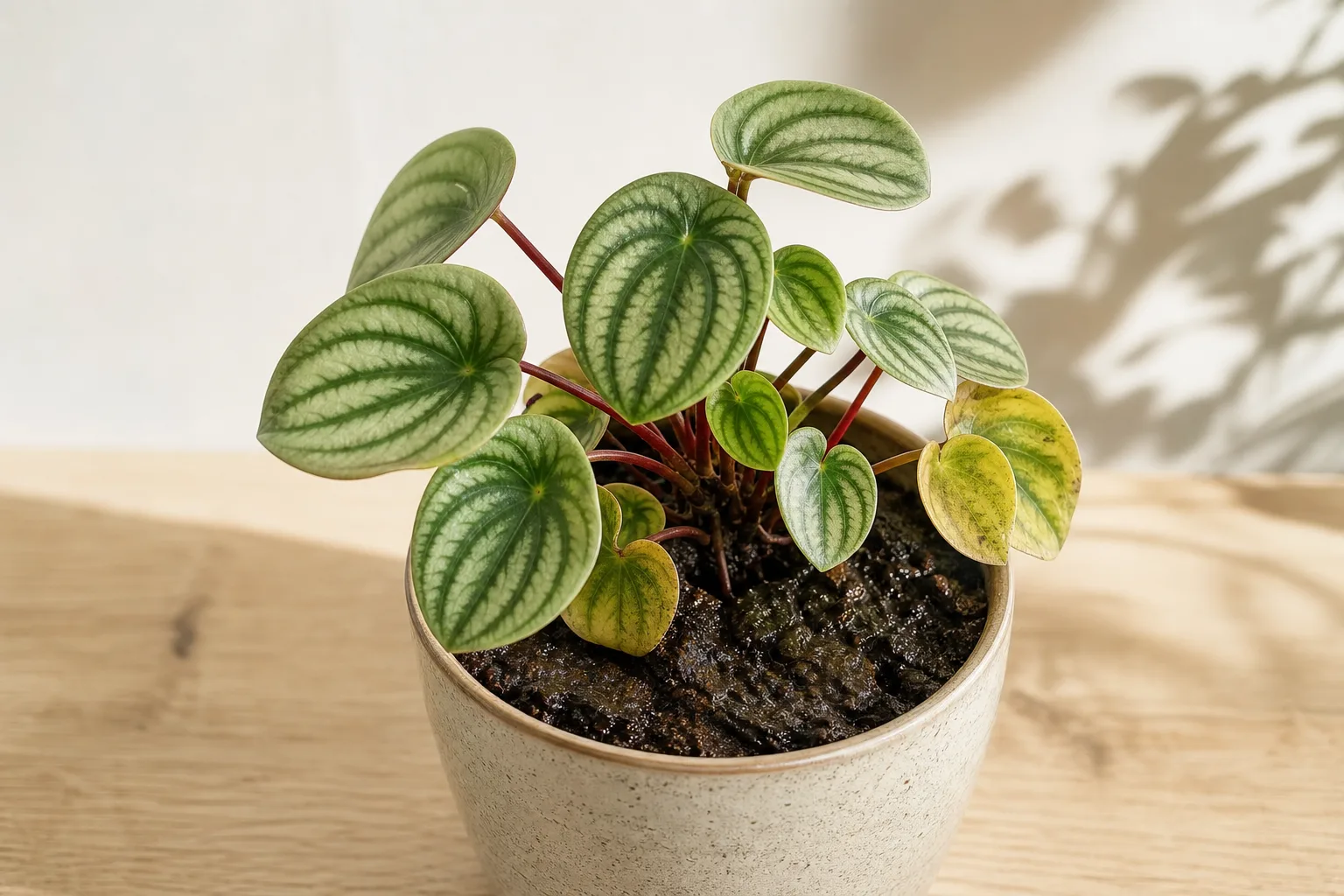 Wrong Soil Mix on Watermelon Peperomia - visible symptom on the plant