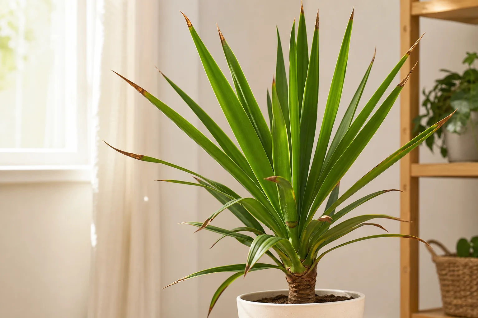 Brown Tips on Yucca Plant - visible symptom on the plant