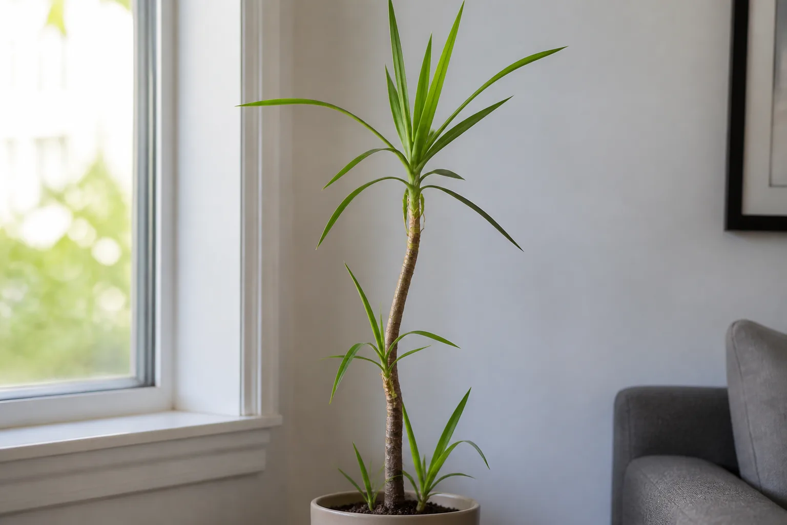 Leggy Growth on Yucca Plant - visible symptom on the plant