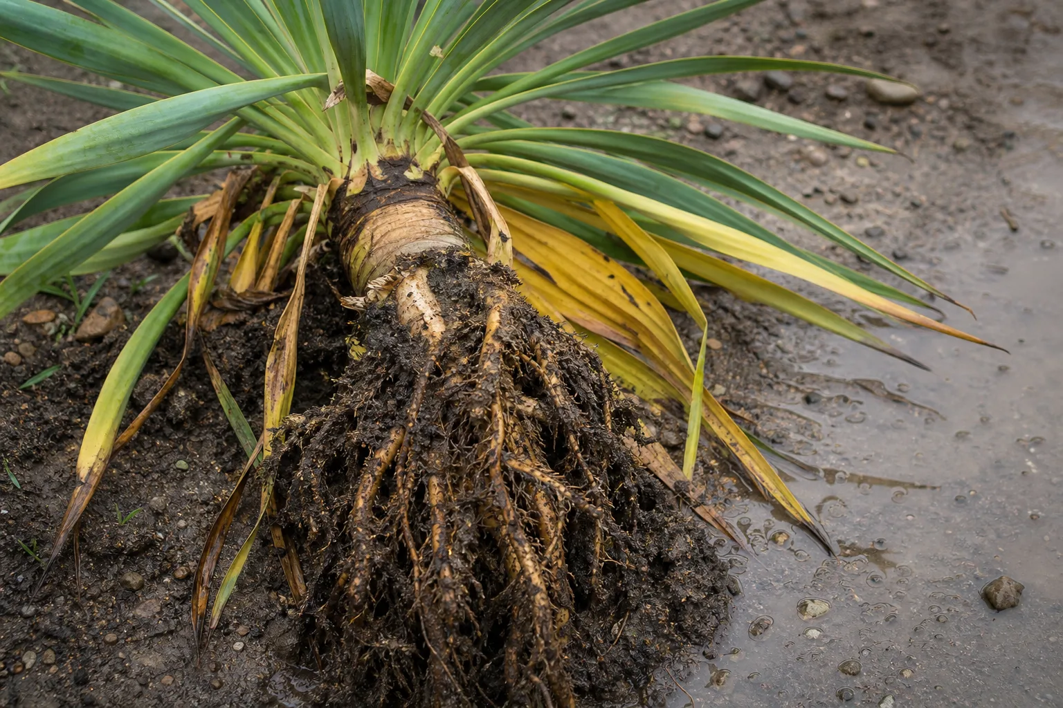 Root Rot on Yucca Plant - visible symptom on the plant