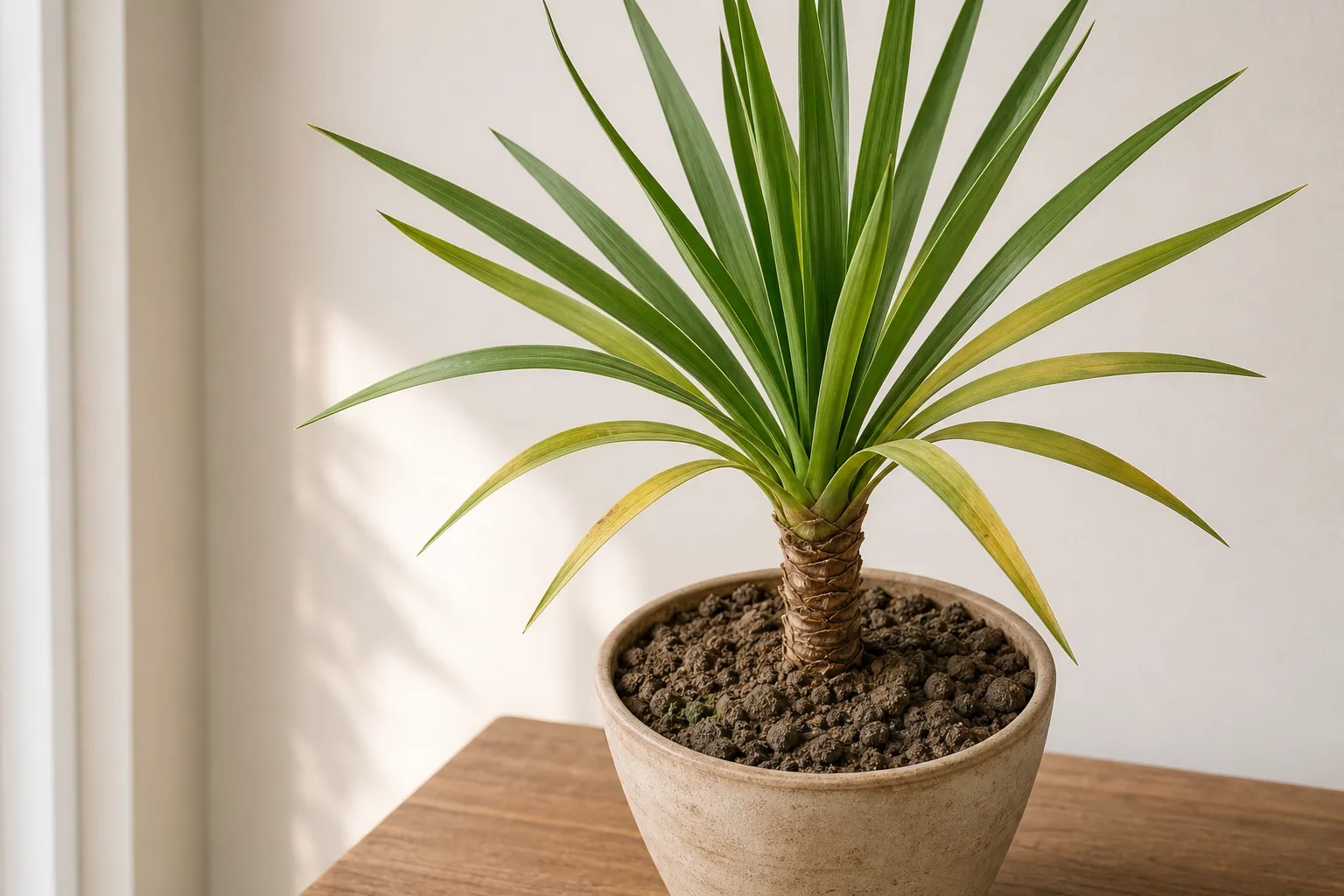 Wrong Soil Mix on Yucca Plant - visible symptom on the plant