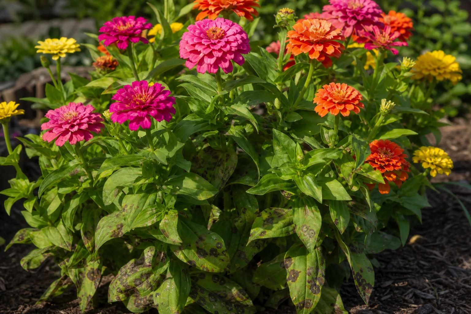 Black Spots on Zinnia - visible symptom on the plant