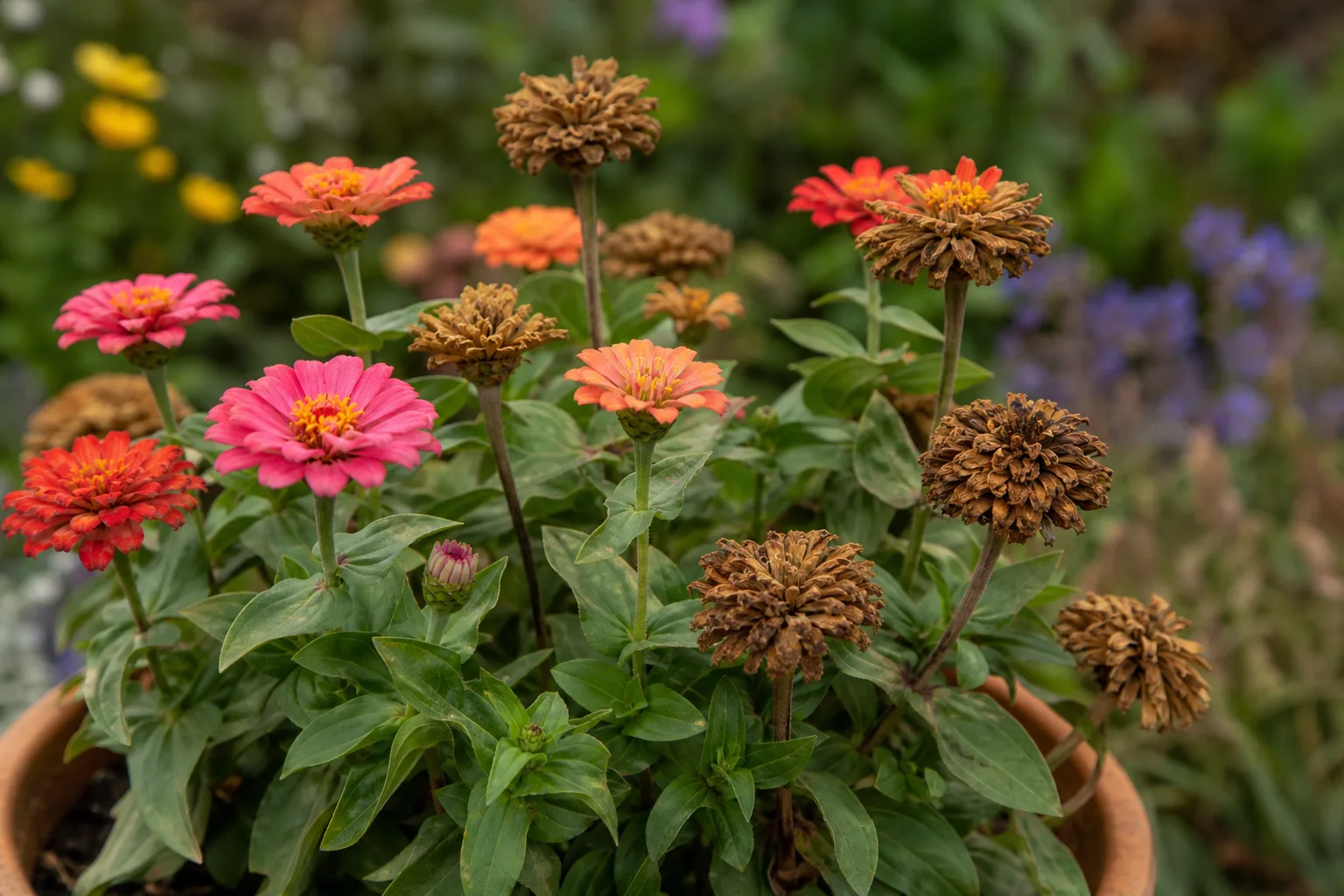 Flowers Turning Brown on Zinnia - visible symptom on the plant