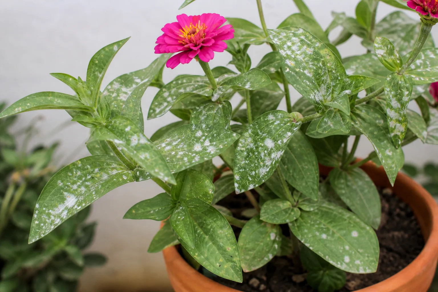 White Spots on Zinnia - visible symptom on the plant