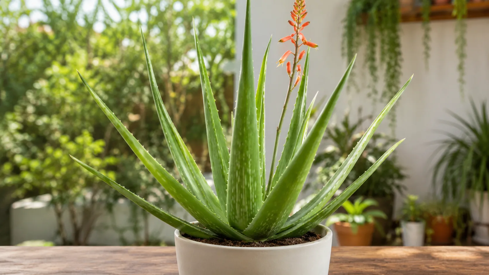 Healthy aloe vera rosette in a terracotta pot on a sunny windowsill illustrating common care mistakes