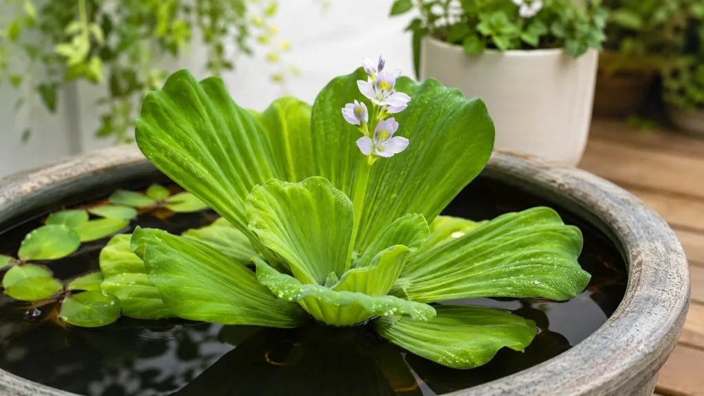 Water Lettuce aquatic plant in clean aquarium water